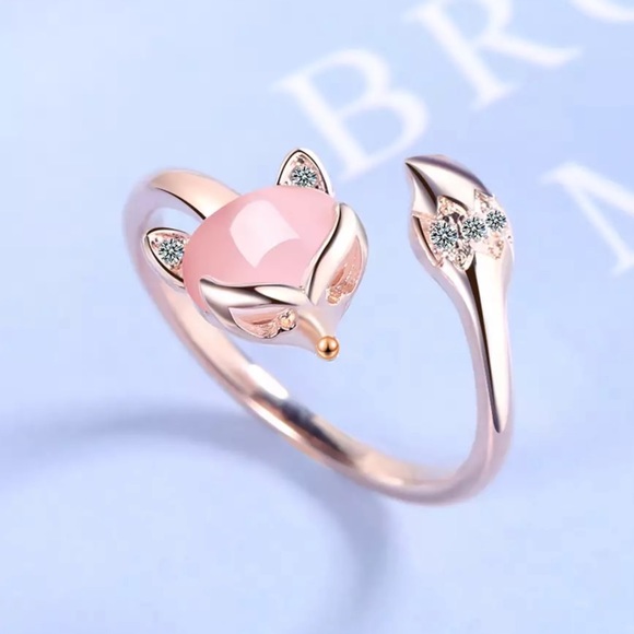 Jewelry - 🦊 Pastel Pink Stone Fox Genuine Silver Ring 🦊